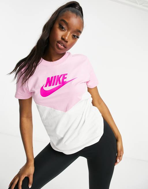 pink black and white nike shirt