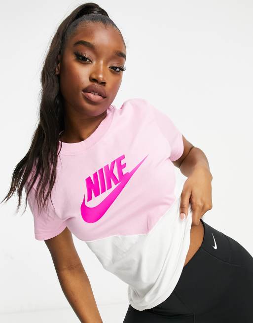 Pink white hot sale nike shirt