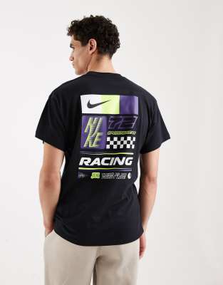 T-Shirt in Schwarz mit „Racing"-Rückenprint Schwarz S