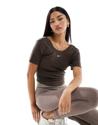 dressforfun 901025 T-Shirt da Donna, Scollo Rotondo con Bordo a Costine