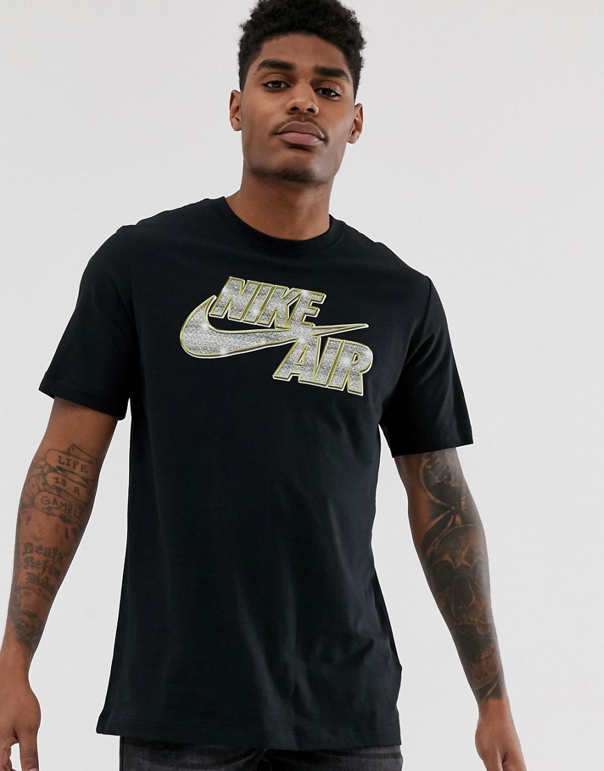 Nike - T-shirt met 'Bling'-logo-Zwart