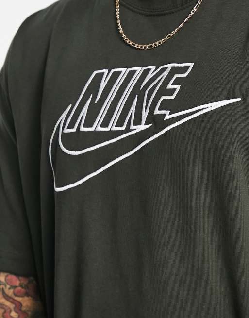 Nike - T-shirt met geborduurd logo en gewassen effect in zwart, 3 van 4