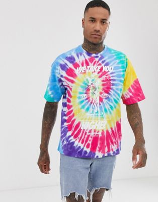 Nike - T-shirt met gekleurde tie-dye-Multi