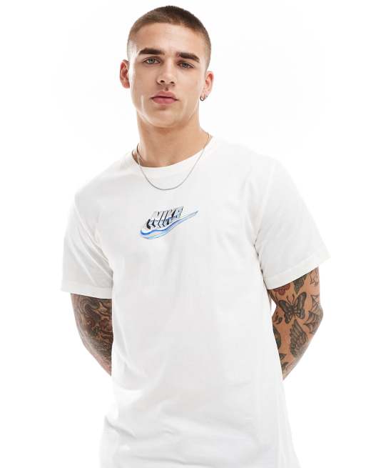Nike - T-shirt met grafische swoosh-logoprint in wit