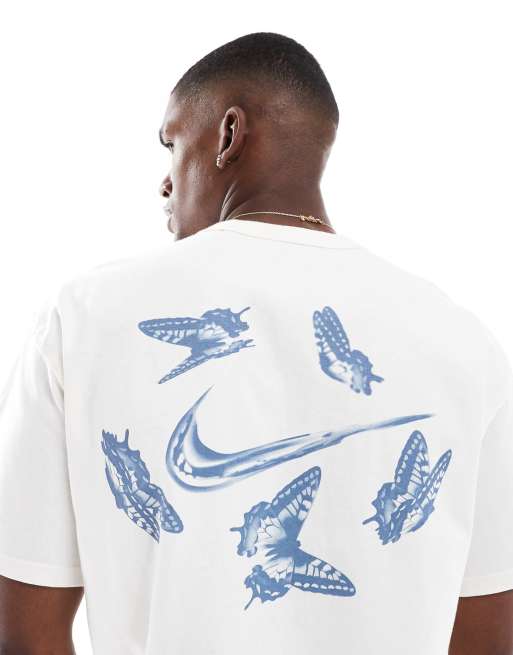 Nike - T-shirt met grafische swoosh-print in gebroken wit, 3 van 4