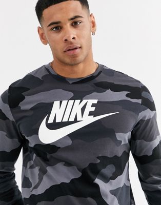 Nike - T-shirt met lange mouwen en camouflageprint-Groen