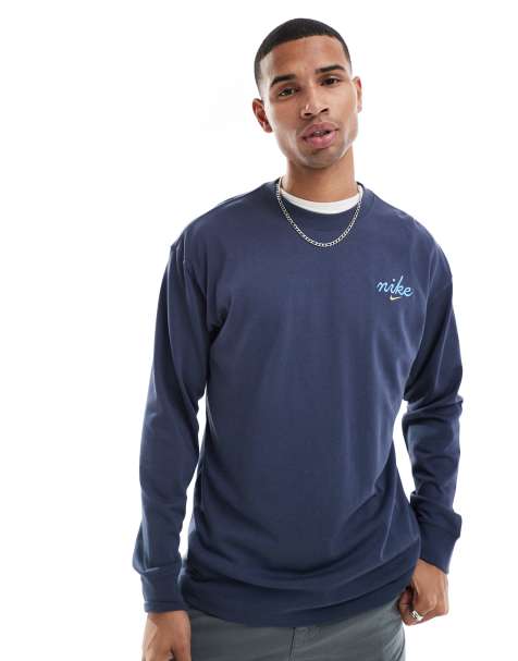 Nike - T-shirt met lange mouwen in donker marineblauw - view 1