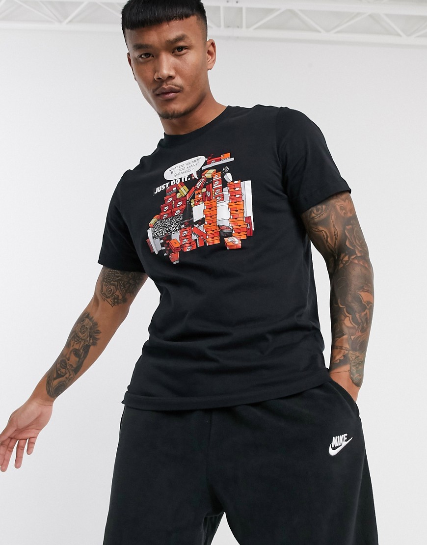 Nike - T-shirt nera con stampa-Nero