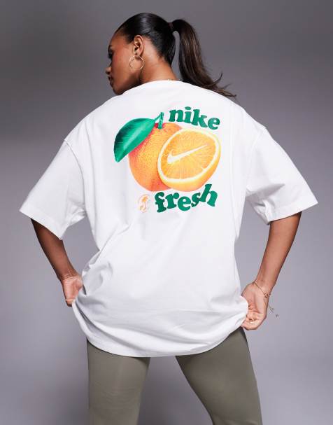 Nike - T-shirt oversize bianca con logo e frutta - view 1