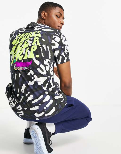 Nike - T-shirt oversize effet tie-dye délavé - Noir et gris