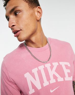 Homme Nike - T-shirt oversize épais à logo rétro arqué - Rose délavé