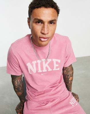 Homme Nike - T-shirt oversize épais à logo rétro arqué - Rose délavé