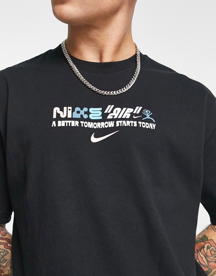 T-shirt oversize nera con stampa sul retro-Nero - Nike T-shirt donna  - immagine3