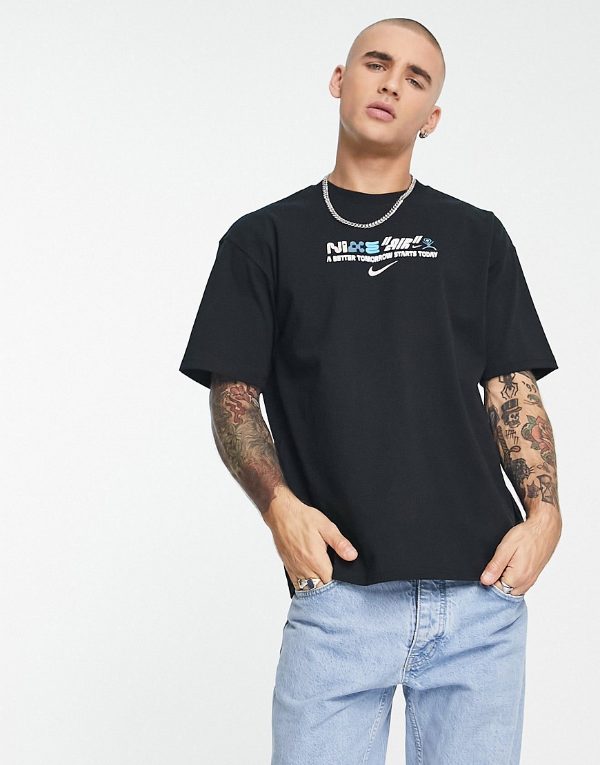 T-shirt oversize nera con stampa sul retro-Nero - Nike T-shirt donna  - immagine1
