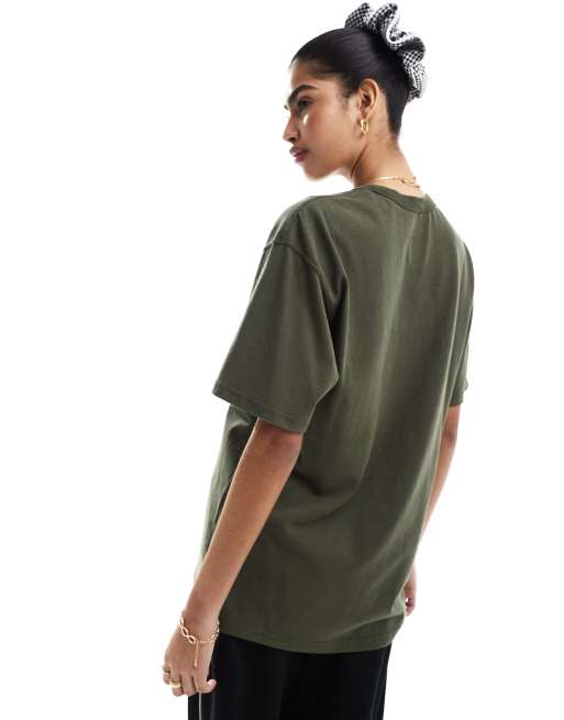 Nike T shirt oversize verde scuro con logo centrale ASOS
