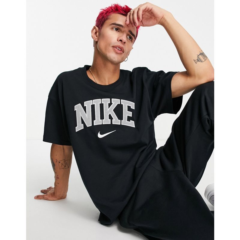 IvAK8 Top Nike - T-shirt premium oversize nera con logo rétro