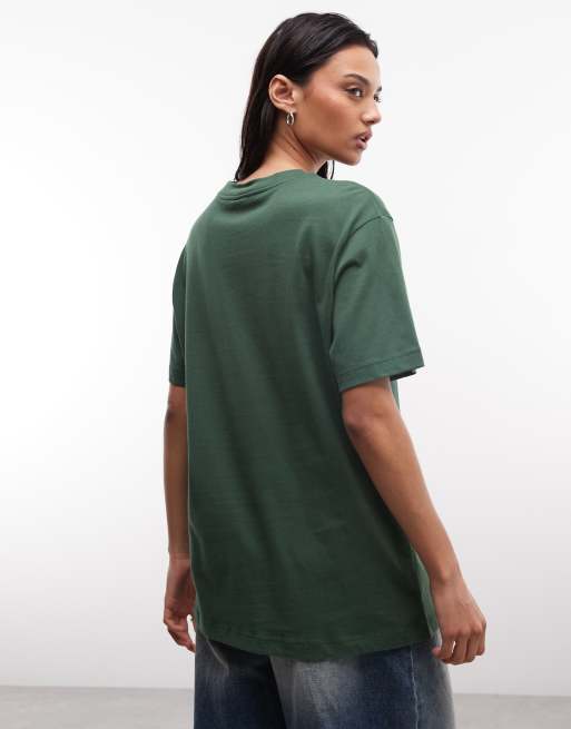 Nike - T-shirt squadrata verde scuro con grafica stile tennis, 4 di 4