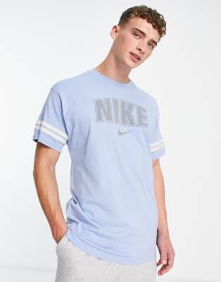 Nike t-shirt with retro chest print in leche blue