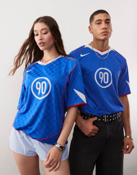 Nike T90 Dri-fit unisex football shirt in blue