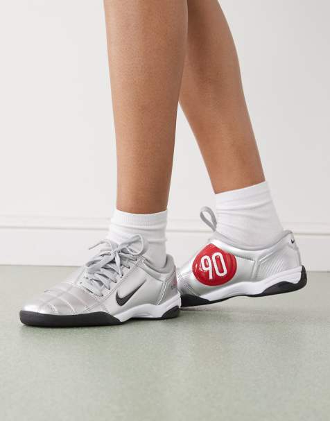 Nike T90 Metallic trainers in silver and red - view 1
