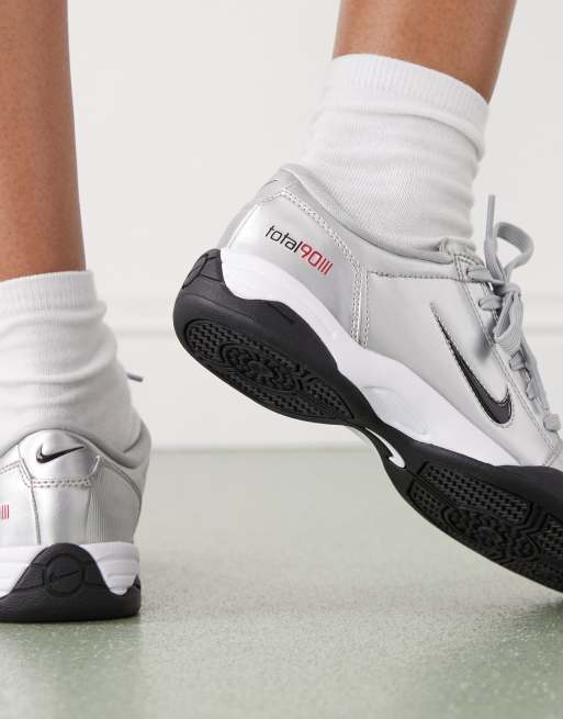 Nike T90 Metallic trainers in silver and red, 4 of 5
