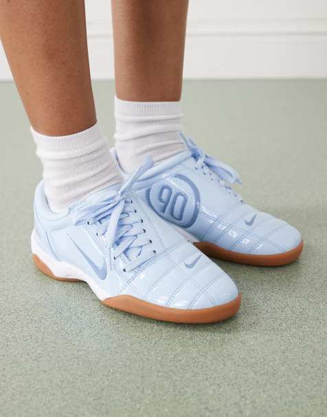 Nike T90 Patent trainers in light blue - view 1