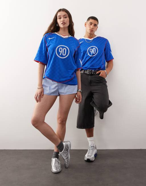 Nike T90 soccer shirt in blue | ASOS