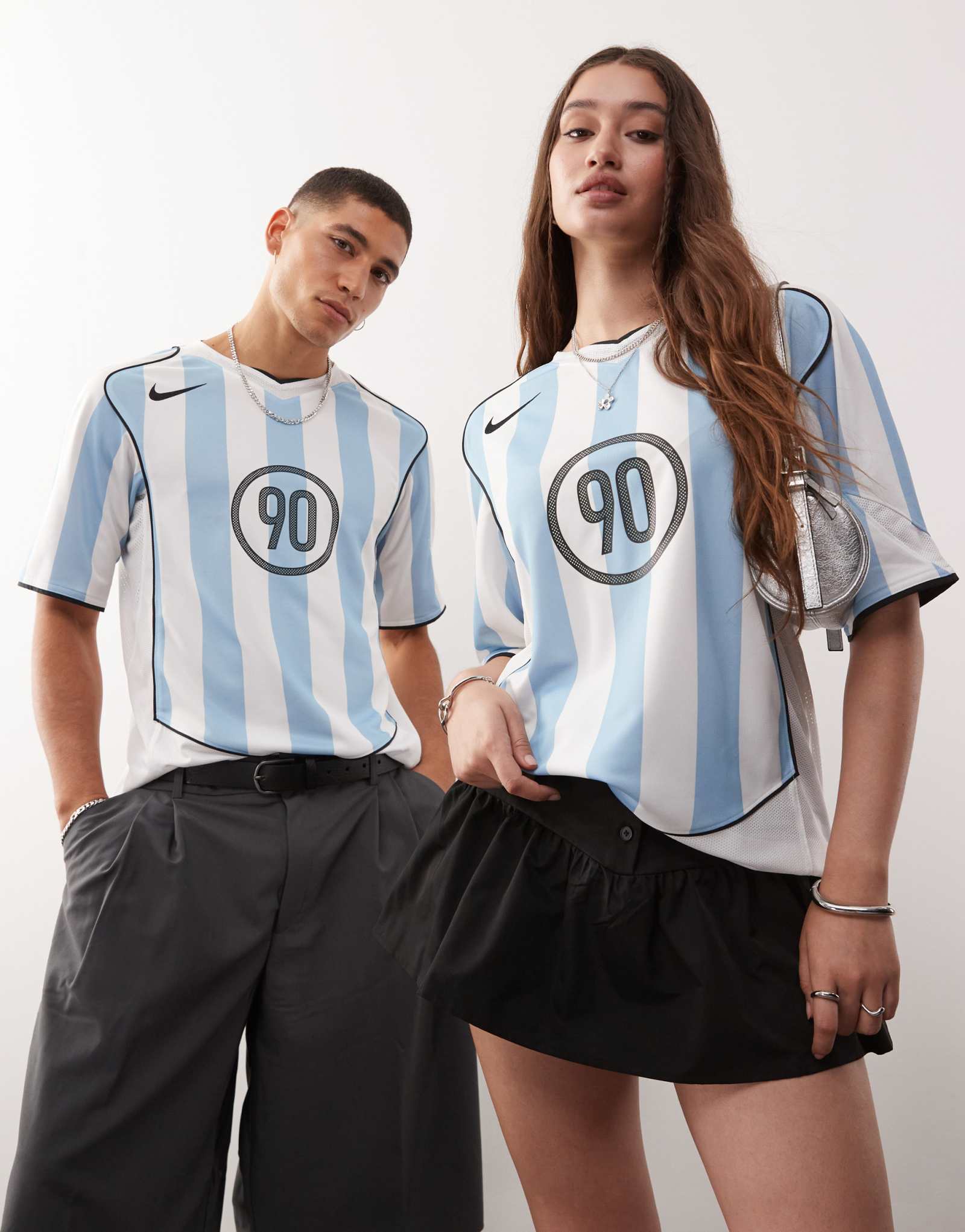 Футбольная футболка Nike T90 белого и синего цветов