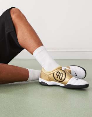 Nike T90 trainers in white & metallic gold - view 1
