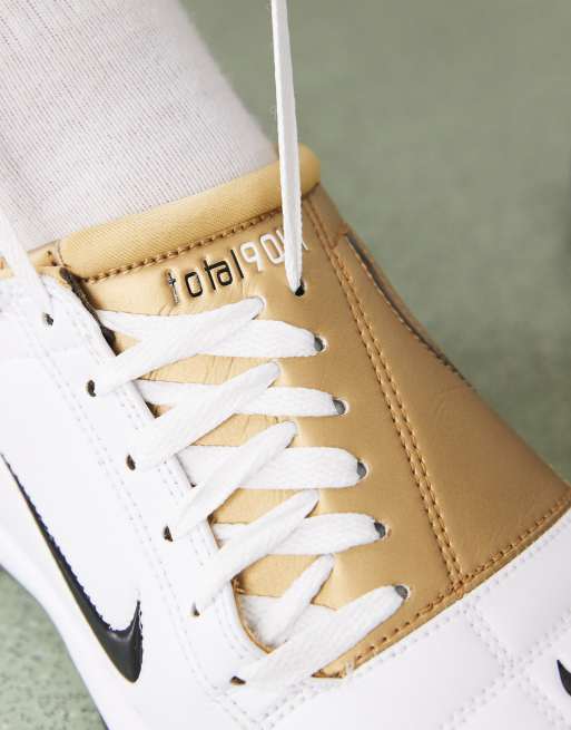 Nike T90 trainers in white & metallic gold, 4 of 5