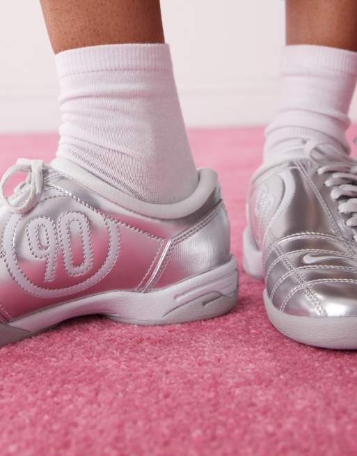 Nike T90 unisex trainers in silver metallic