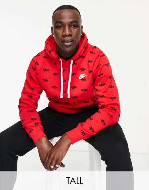 Red nike hoodie with nike signs all discount over