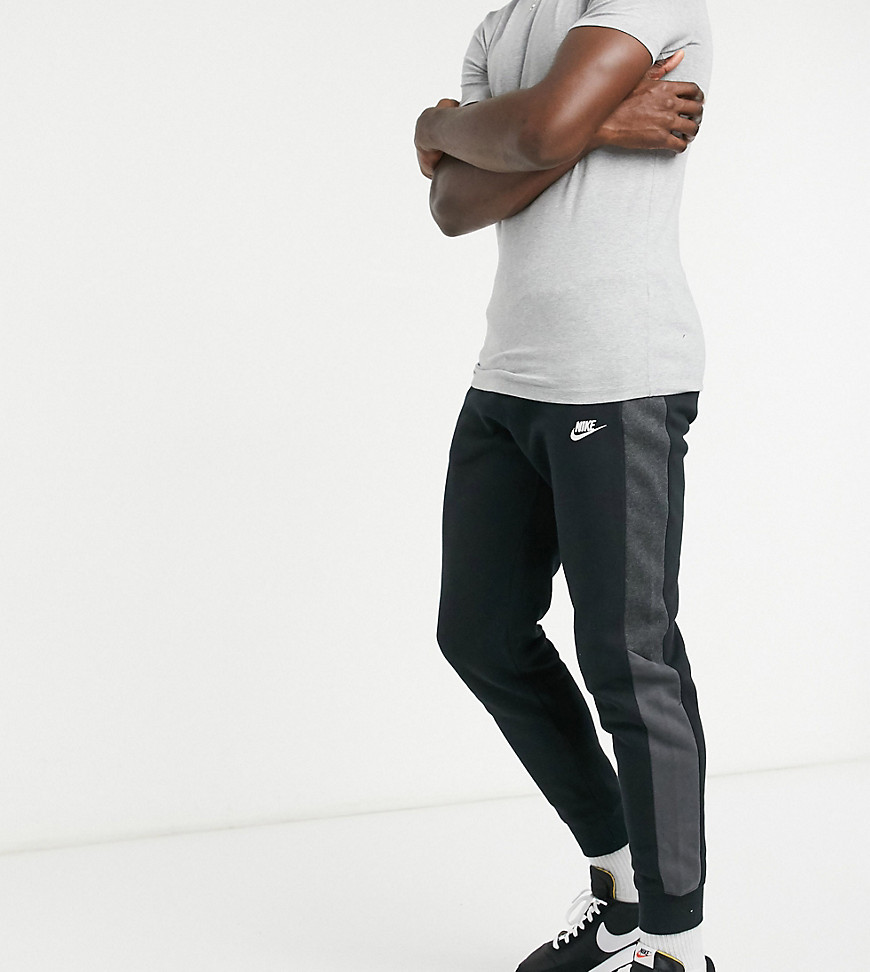 Nike Tall Club colourblock cuffed joggers in black