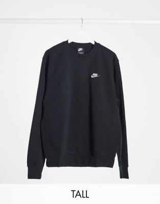 nike club crew neck sweat in black