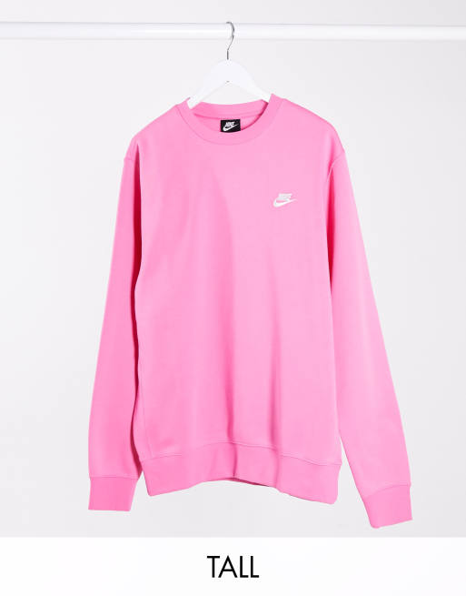 Nike Tall Club crew neck sweat in hot pink