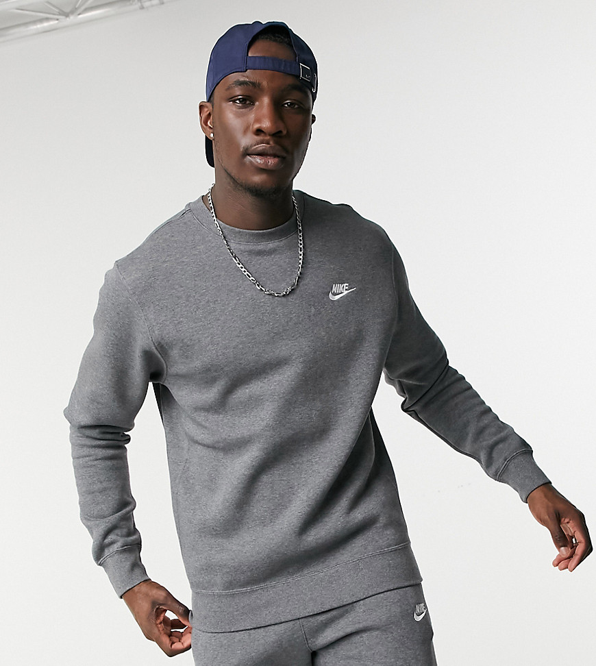 Nike Tall Club crew neck sweatshirt in dark gray-Grey