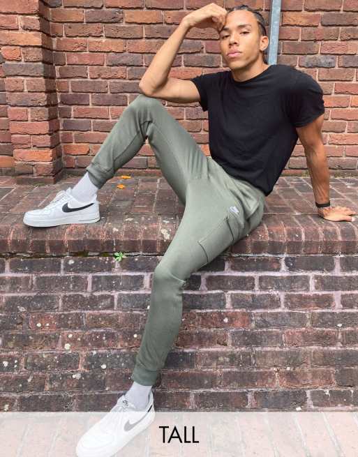 Nike Tall Club cuffed cargo joggers in khaki ASOS