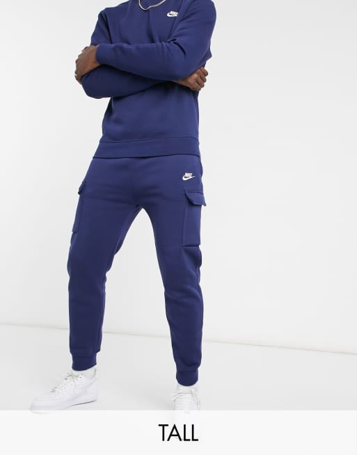 Nike Tall Club cuffed cargo joggers in navy ASOS