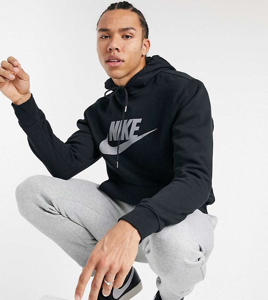 Nike Tall Club Essentials reflective logo hoodie in black