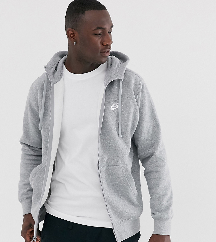 Nike Tall Club full zip hoodie in grey