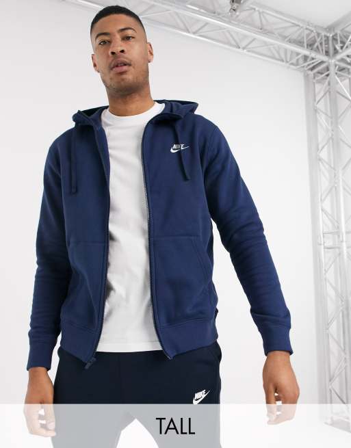 Nike Tall Club full zip hoodie in navy