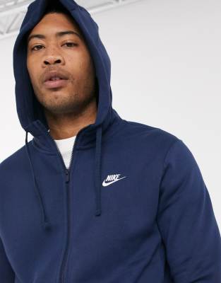 nike club full zip hoodie in navy