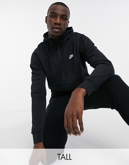 Nike Tall Club half-zip hoodie in black