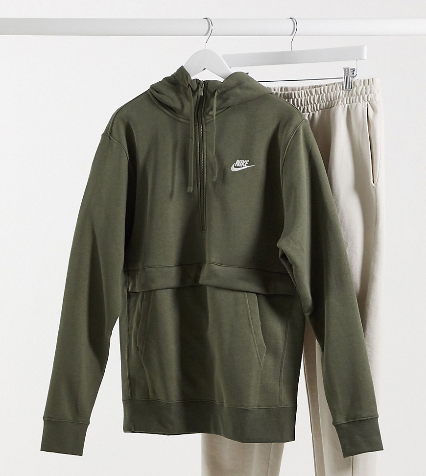 Nike Tall Club half-zip hoodie in khaki-Green