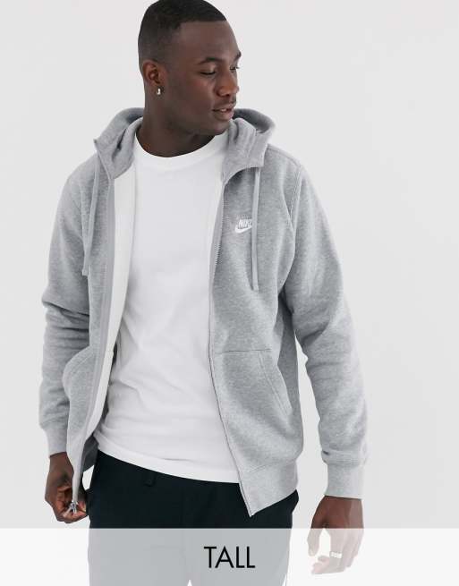 Nike Tall – Club – Kapuzenjacke mit Reißverschluss in Grau Nike Tall – Club – Kapuzenjacke mit Reißverschluss in Grau