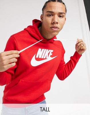 Nike Tall Club Large Logo Hoodie In Red | ModeSens