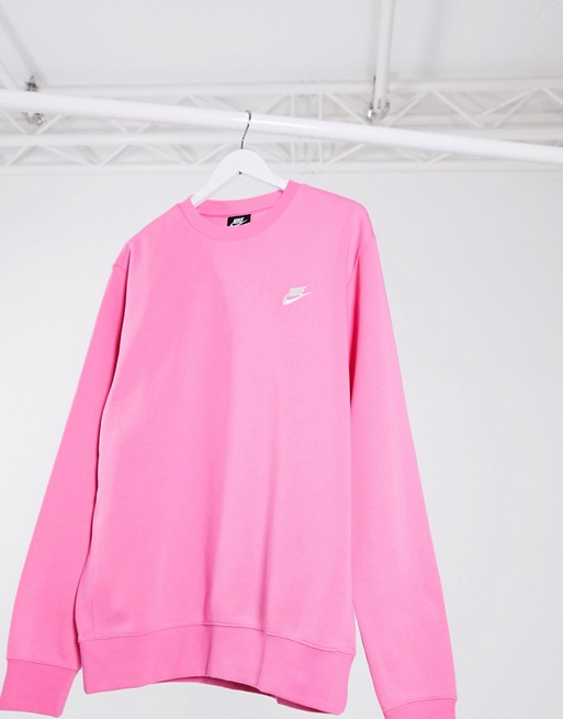 Nike Tall Club – RÓżowa bluza dresowa z okrągłym dekoltem RLSB