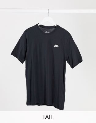 Nike Sportswear Club Embroidered Logo Solid Color Round Neck Short Sleeve Black In Black