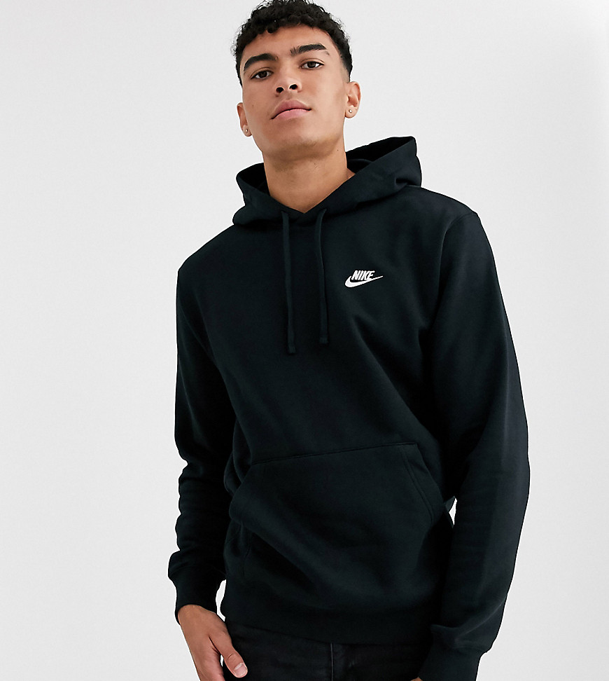 Nike Tall - Felpa nera con logo Nike e cappuccio-Nero