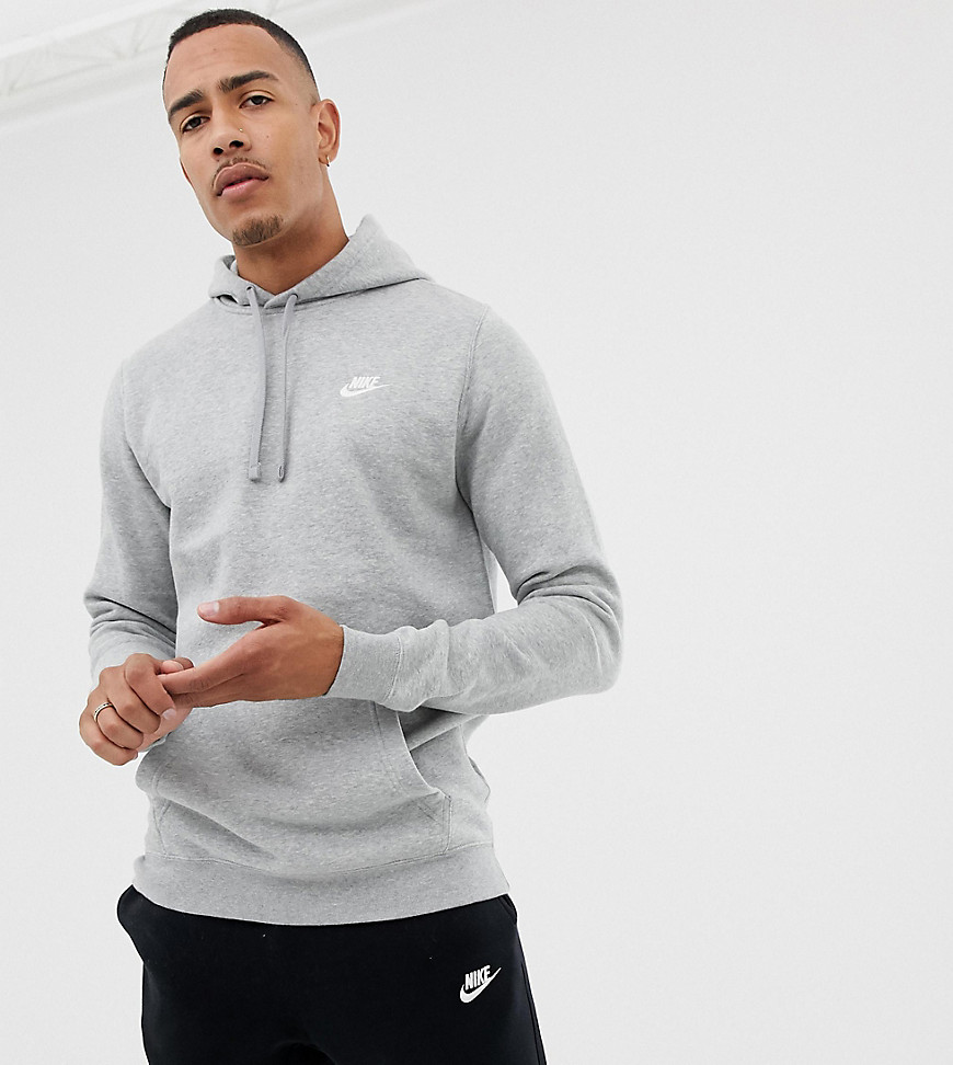 Nike - Tall - Hoodie zonder sluiting met geborduurd logo in grijs